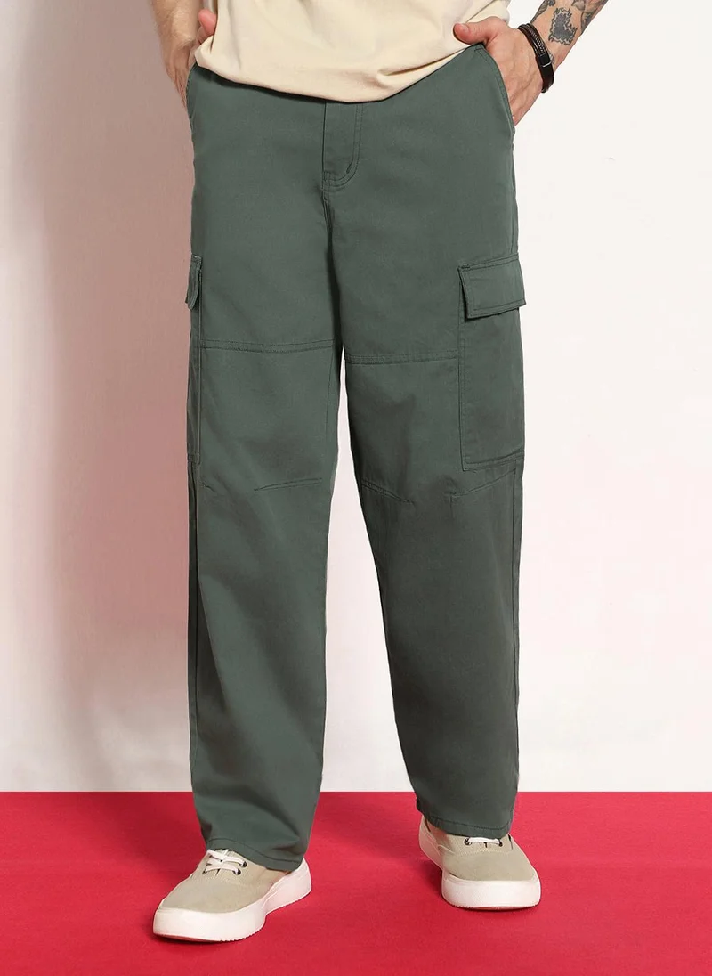Urbano Fashion  Urbano Fashion Men's Light Grey Loose Baggy Fit Solid Cargo Chino Pant with 6 Pockets Non-Stretchable for Men | Best Price UAE